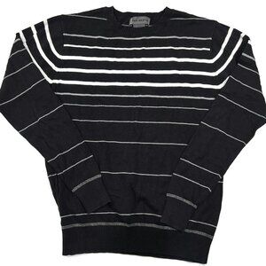 Park Slope Mens Sweater‎ Medium Black Striped Long Sleeve Crewneck Cotton